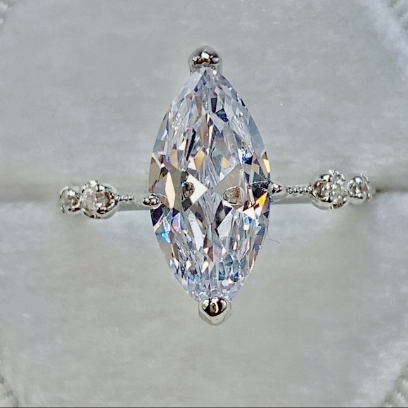 Eve St. Claire Jewelry - 14k white gold 3 CT diamond ring marquise engagement wedding solitaire